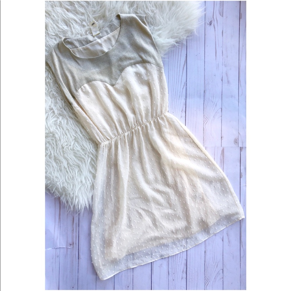 🌸Needle and Thread champagne metallic sheer dress